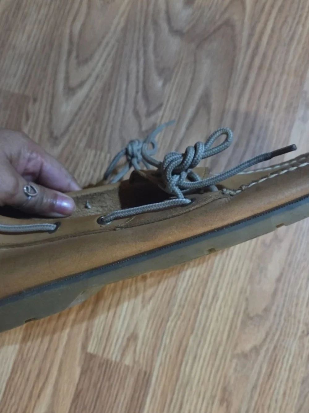 Sperry Top Sider Old School Tan Leather Moc Toe Boat Shoes